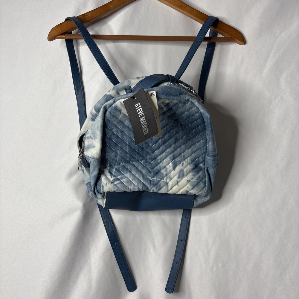 Steve Madden Bjosie Tie Dye Small‎ Backpack Youth Denim Blue White NEW